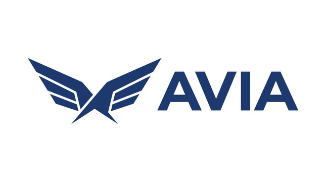 Avia logo with stylized wings and text.