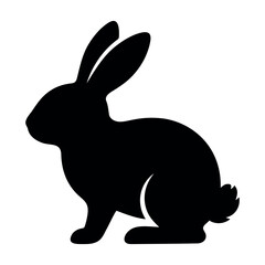 Obraz premium rabbit black vector illustration silhouette sticker isolated on white background.