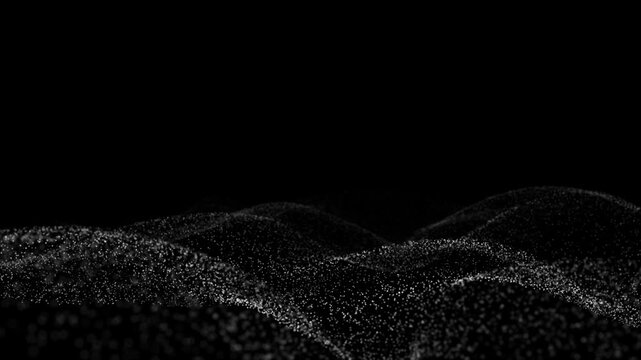 white color flowing glitter particles modern design black gradient background