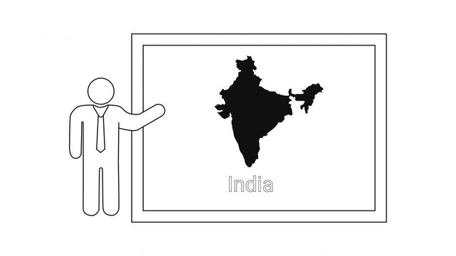 Teacher Presenting India Map on Whiteboard Education Concept.