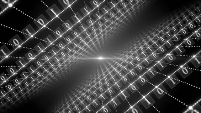 white color diagonally data flowing binary code hi tech design seamless black technology background