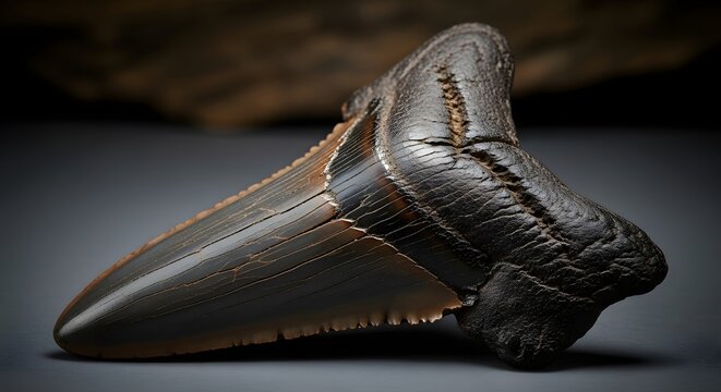 Fossilized Megalodon Shark Tooth Ancient Predator Prehistoric Marine Life.