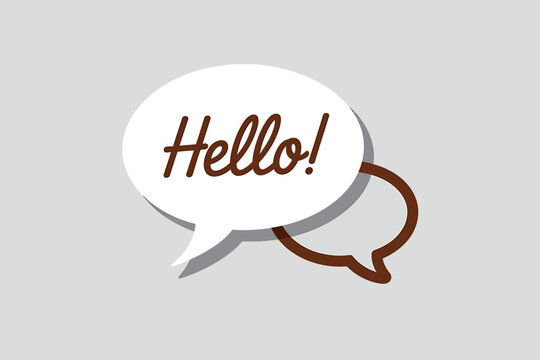Speech bubbles with hello text on light gray background