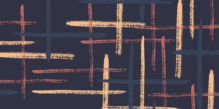 Tartan. Grunge Background with Stripes. Abstract Texture with Horizontal and Vertical Brush Strokes. Scribbled Grunge Rapport for Chintz, Curtain, Paper. Scottish Motiff. Vector Texture.