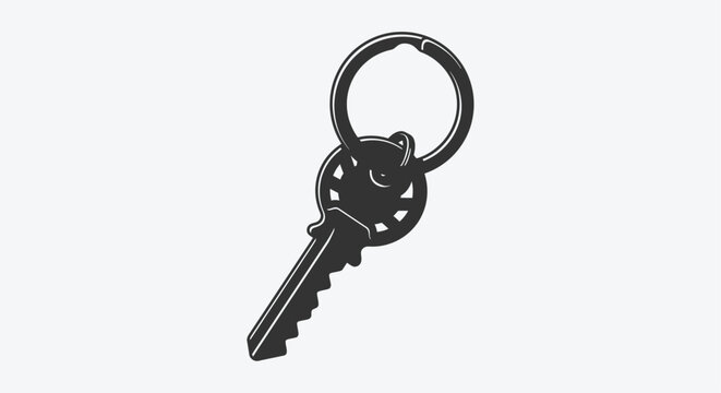 Key with keyring black silhouette on a white background