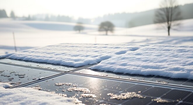 snow covered solar panel winter energy