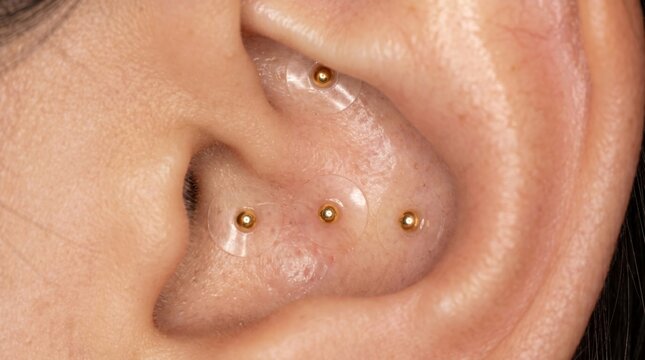 Interior close-up of ear concha showing auricular surface texture and cartilage detail