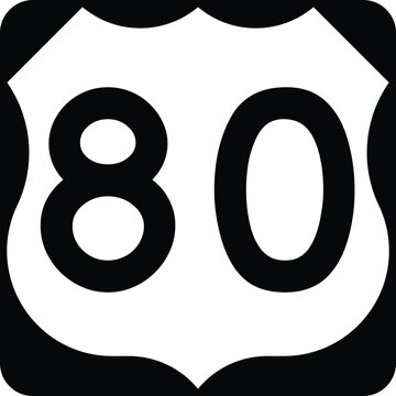 US Route 80 Sign Road Shield Illustration Design Icon.