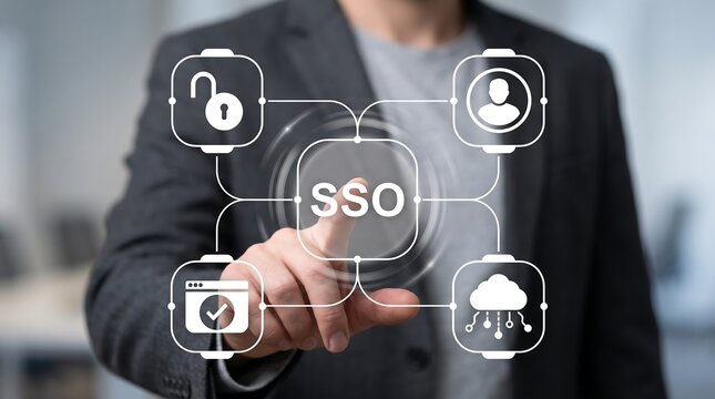 ingle Sign On ( SSO ) concept. SSO Single Sign-On is an authentication process that allows a user to access multiple applications or services with a single set of login credentials. new