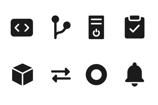 Icons of CI Pipeline. Continuous integration pipeline. Filled icon set of Continuous integration pipeline: