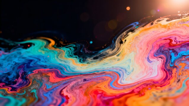 Vibrant abstract fluid art with swirling colors