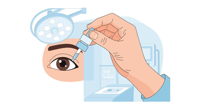 Eye Drops Application for Vision Health and Medical Treatment