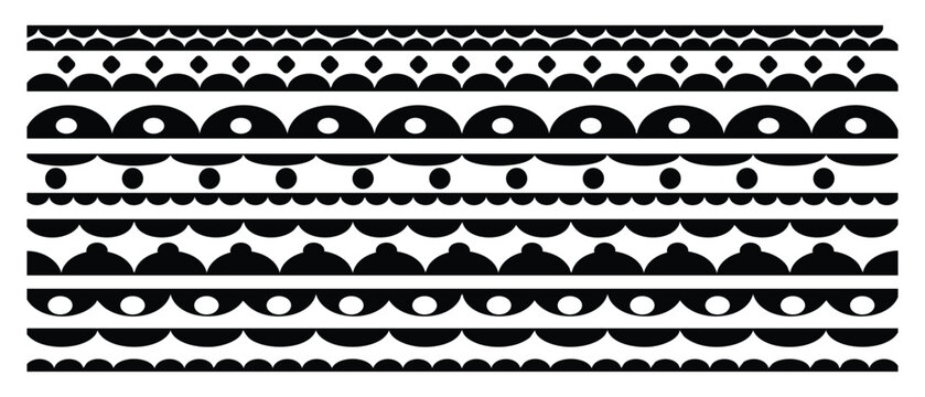 Black scalloped border divider and ornament edge isolated on white background. Simple scalloped border. Repeat cute vintage frill ornament. Texture ribbons. 