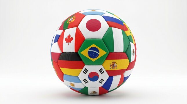 3D Soccer Ball with World Flags Pattern	
