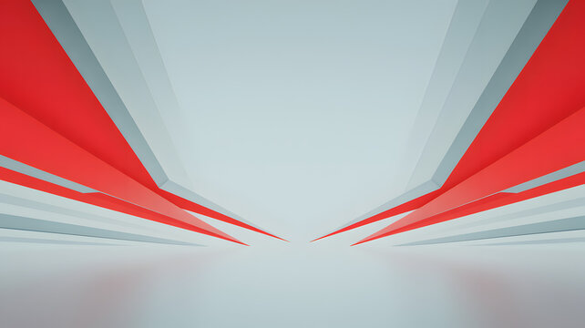 Abstract geometric lines converging in perspective with a futuristic red and silver design