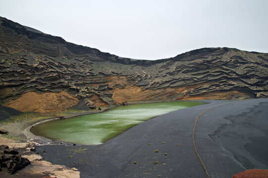 Green lagoon on Lanzarote
