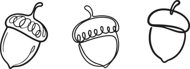 One line art acorn. Single line art. Autumn theme background.one line Art icon drawing vector © Misho x Mamun