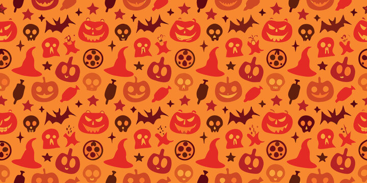 halloween pattern a seamless orange background packed with spooky elements