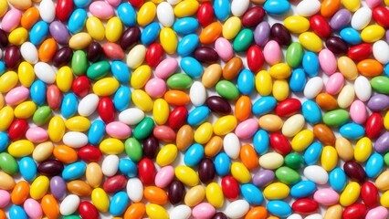 Obraz premium Colorful candy-coated chocolate sweets pile close-up vibrant background food texture dessert party