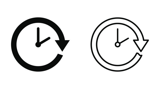 clockwise and counterclockwise arrow circle icons black and white