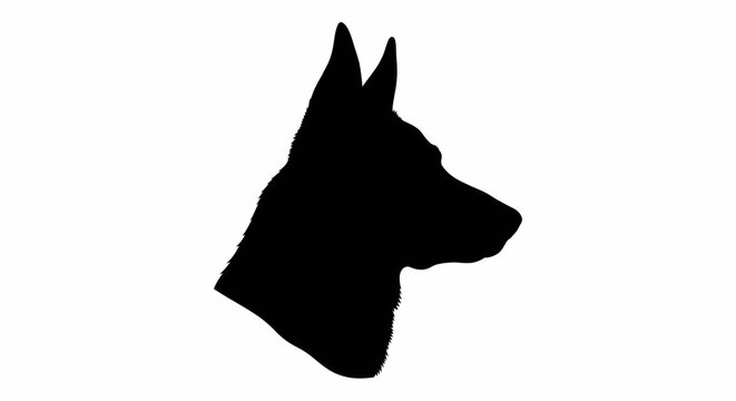 Black silhouette of a dog head in profile