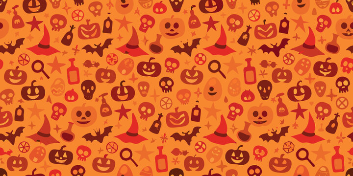 halloween pattern a seamless orange background with spooky icons