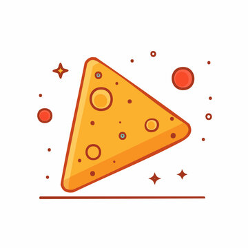 Stylized Nacho Chip Icon with Sparkles