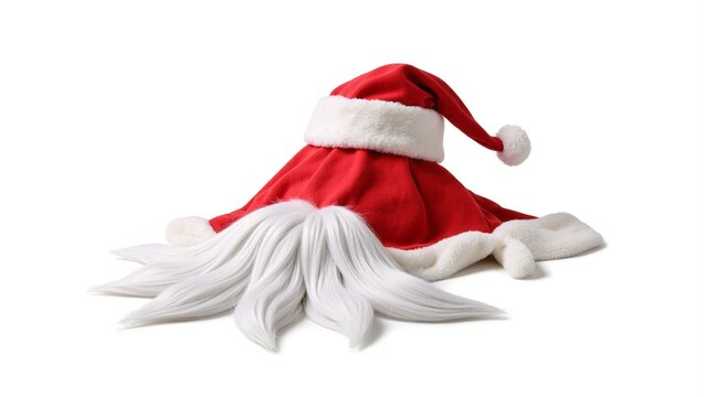 Isolated Santa Claus Hat and Beard PNG Element