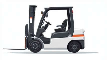 Modern White Forklift Truck with Orange Accents, Industrial Material Handling Vehicle © Edi Laze