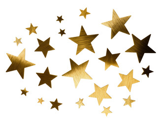 Obraz premium Isolated radiant golden stars, a beautiful collection of decorative elements for festive designs