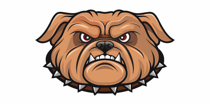 angry bulldog mascot illustration with spiked collar on white background