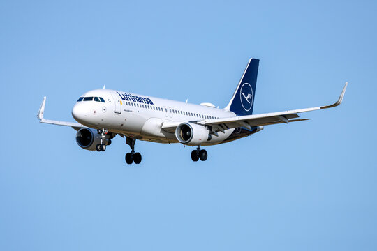 Luqa, Malta - May 16, 2026: Lufthansa Airbus A320-214 (REG: D-AIUP) sorting NEO style winglets.