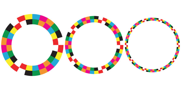 Colorful mosaic circles on white background for graphic.