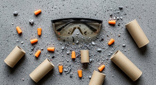 Broken clock with scattered bullets around.