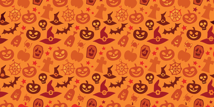 halloween pattern a seamless orange background with spooky icons