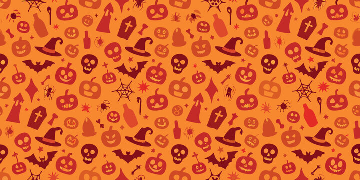 halloween pattern a seamless orange background with spooky icons