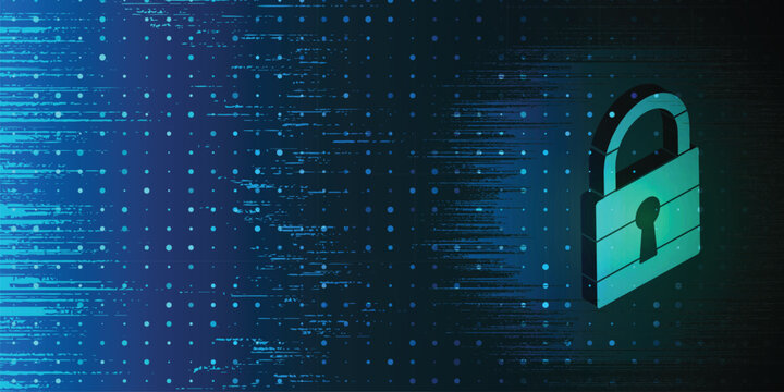 Abstract digital background with a glowing padlock icon
