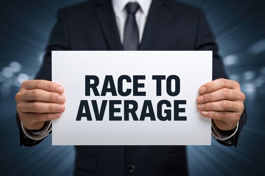 Man in a Suit Critiquing the Race to Average Business Strategy