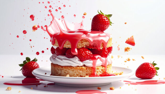 Strawberry cake dessert splash