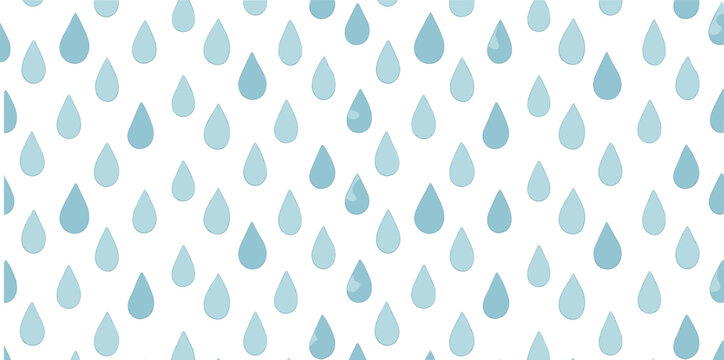 Seamless Light Blue Raindrop Pattern Background Vector Illustration Featuring Falling Water Drops for Weather Nature and Seasonal Design Themes