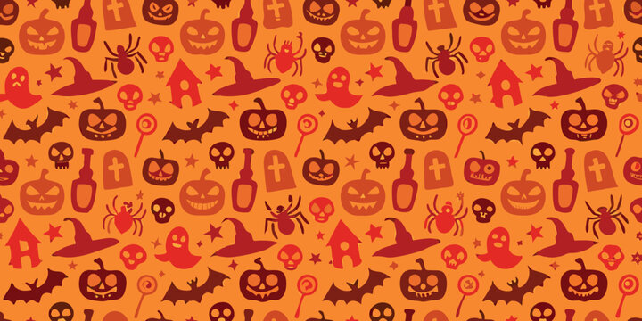 halloween pattern a seamless orange background with spooky elements