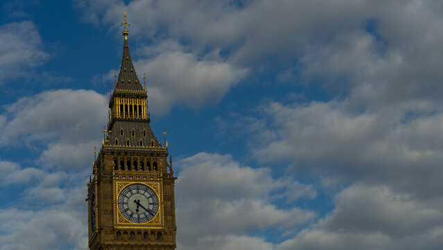 Big Ben clock at colorful blue sky, Landmark of London, UK