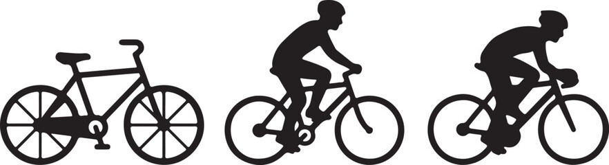 Naklejka premium Silhouette of bicycle and cyclist in motion sequence