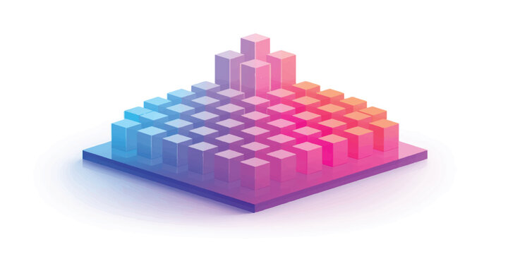 A 3d illustration of a colorful plastic cube puzzle and a square gift box with a ribbon and bow designed as a concept for business success
