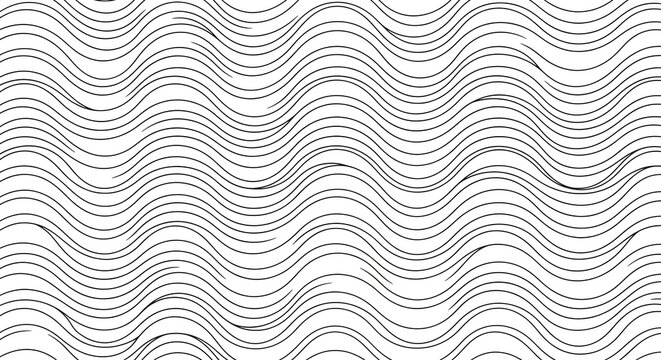 Seamless Black and White Wavy Horizontal Lines Texture Background