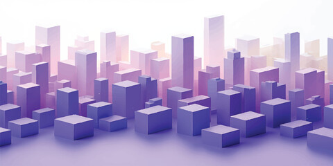 Fototapeta premium Abstract 3d render of a geometric city background featuring a business building concept made of cubes and block structures
