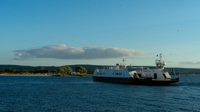 Chain ferry across Poole harbour near Sandbanks on the south coast, Dorset
