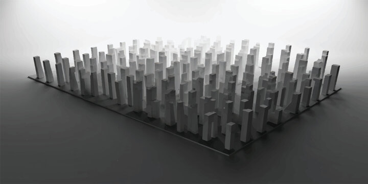 A group of 3d workers standing in a row representing a successful business team and leadership workforce concept