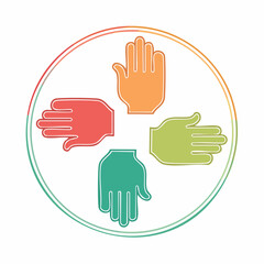 Fototapeta premium Teamwork and Unity Concept with Colorful Hands in Circle