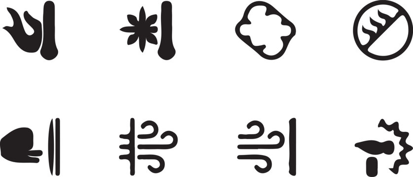 Black chinese calligraphy symbols and icons